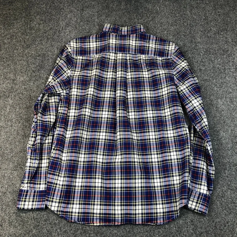 Ralph Lauren Boys Size XL 18-20 Plaid Button Down Shirt Navy Red Natural Stretch